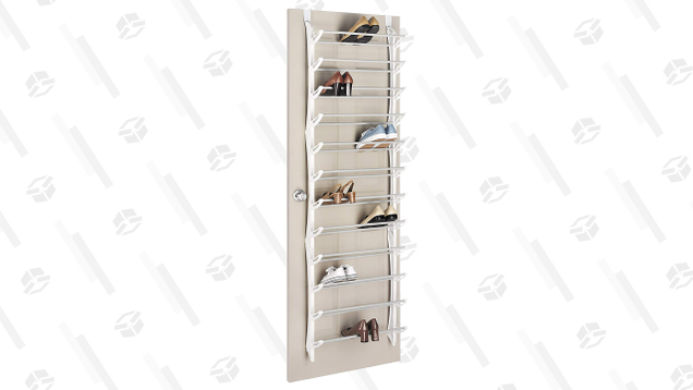 Unlike many over-the-door shoe organizers with pockets, this rack can fit bulkier footwear. Plus, it frees up your already limited floor space for, uh, walking or other storage containers.
